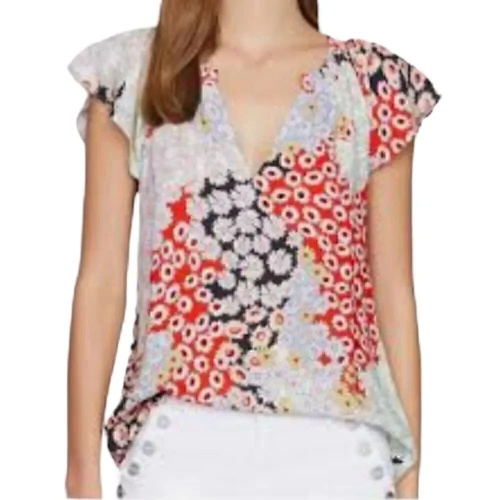 EC SANCTUARY PATCHWORK FLORAL BOHO BLOUSE SZ. S